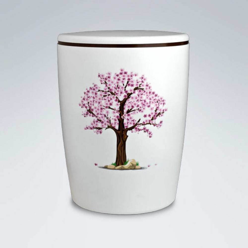Urne Solid Line 01112 weiss mit Orchidee